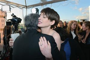 Anne Hathaway attends the Critics' Choice Movie Awards 2013 with Skinnygirl Cocktails at Barkar Hangar