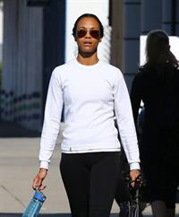 Zoe Saldana arriving at a gym in West Hollywod January 15-2013 