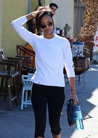 Zoe Saldana arriving at a gym in West Hollywod January 15-2013 