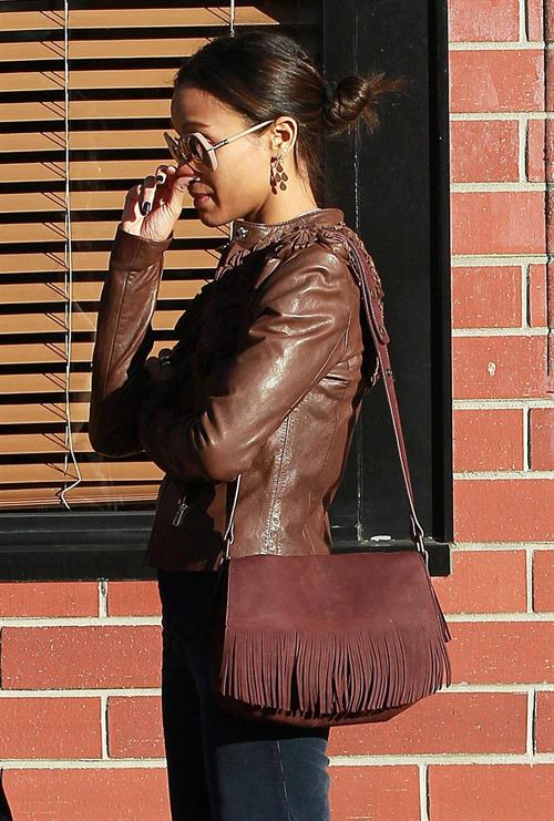 Zoe Saldana after lunch at Good Earth in Studio City December 22, 2011 