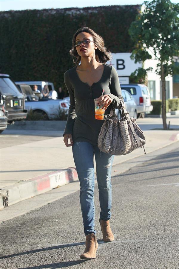 Zoe Saldana leaving a hair salon in West Hollywood - November 2, 2011
