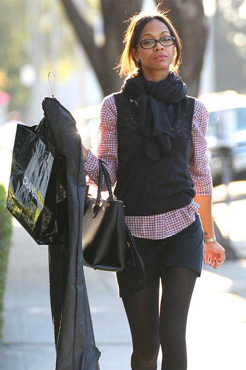 Zoe Saldana shops at Chanel in Beverly Hills December 5, 2012