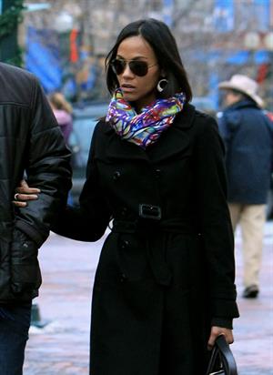 Zoe Saldana - Enjoyed a stroll with her boyfriend Keith Britton in Aspen, Colorado Dec 21, 2010 