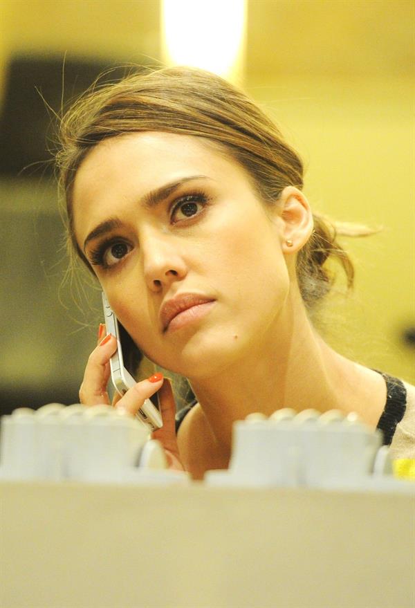 Jessica Alba at a beauty salon in New York February 14, 2012 