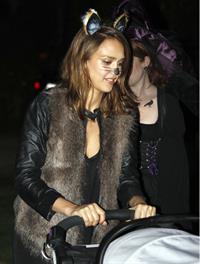 Jessica Alba heading to a Halloween party in Santa Monica on Oct 31, 2011