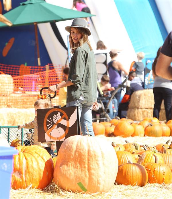 Jessica Alba – at Mr Bones Pumpkin Patch 10/12/13  