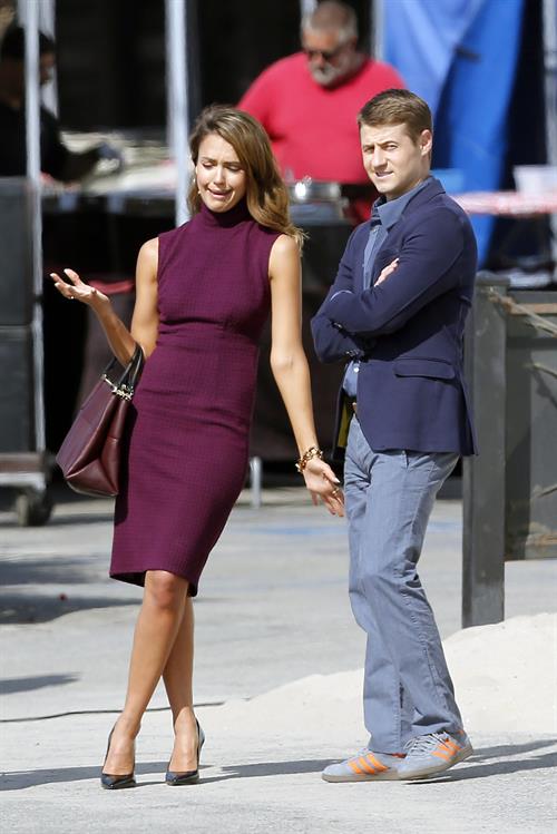 Jessica Alba “How to Make Love Like an Englishman” set candids in Los Angeles, November 4, 2013 