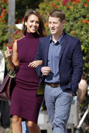 Jessica Alba “How to Make Love Like an Englishman” set candids in Los Angeles, November 4, 2013 