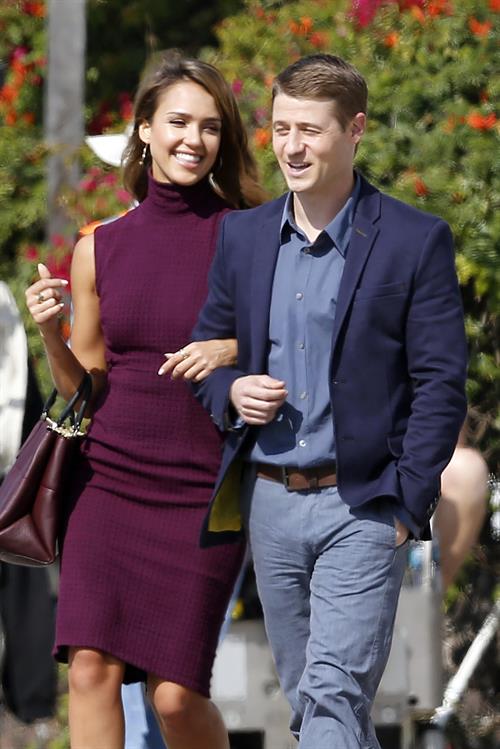 Jessica Alba “How to Make Love Like an Englishman” set candids in Los Angeles, November 4, 2013 