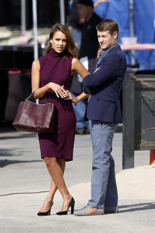 Jessica Alba “How to Make Love Like an Englishman” set candids in Los Angeles, November 4, 2013 