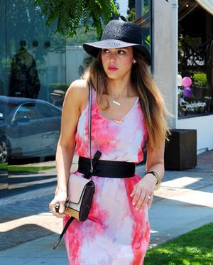 Jessica Alba shopping at Bel Bambini before heading to a baby shower in Hollywood on June 29, 2013