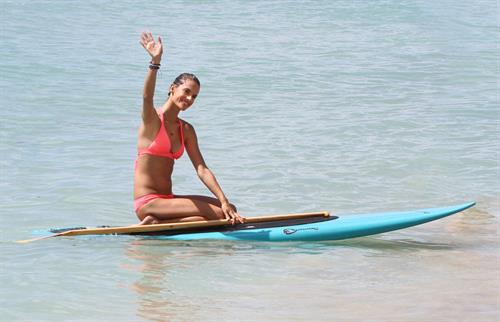 Alessandra Ambrosio paddleboarding in bikinis in Honolulu on October 12, 2011