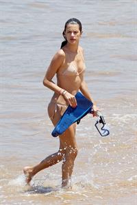 Alessandra Ambrosio on the beach in Hawaii July 30, 2010 