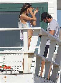 Alessandra Ambrosio playing beach volleyball in Malibu on July 7, 2012 
