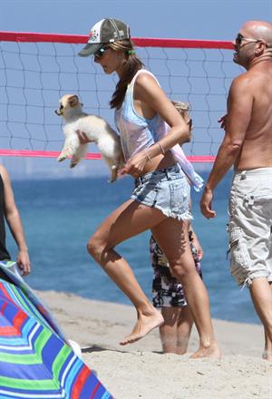 Alessandra Ambrosio playing beach volleyball in Malibu on July 7, 2012 
