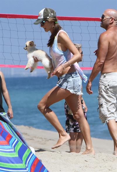 Alessandra Ambrosio playing beach volleyball in Malibu on July 7, 2012 