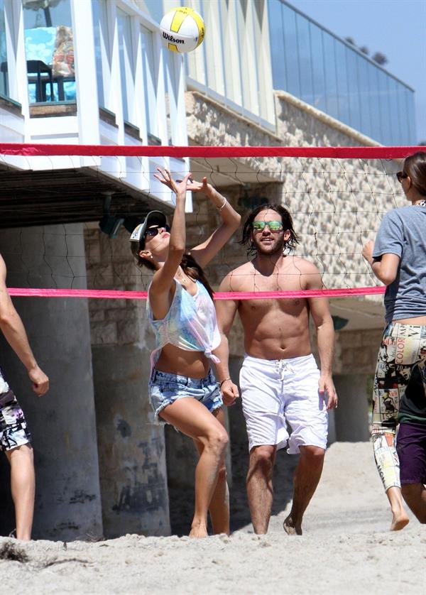 Alessandra Ambrosio playing beach volleyball in Malibu on July 7, 2012 