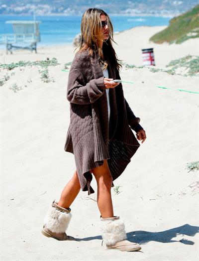 Alessandra Ambrosio photoshoot on the beach in Malibu
