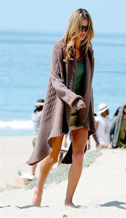 Alessandra Ambrosio photoshoot on the beach in Malibu