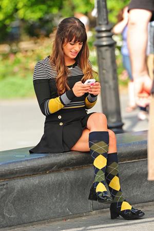 Lea Michele On the Glee set in Washington Square Park, NYC - August 11 2012