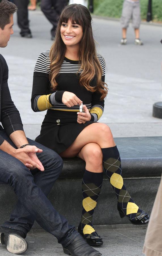 Lea Michele On the Glee set in Washington Square Park, NYC - August 11 2012