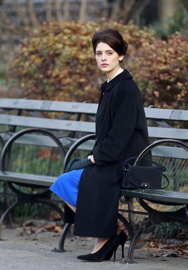Ashley Greene filming Pan Am at Central Park in New York on December 12, 2011