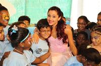 Ariana Grande Kleenex Shield Sneeze Swish event in New York on July 31, 2012