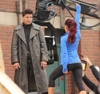 Ariana Grande In Tights On Set of 'Swindle' in Vancouver (10/11/12) 