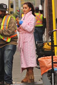 Ariana Grande In Tights On Set of 'Swindle' in Vancouver (10/11/12) 
