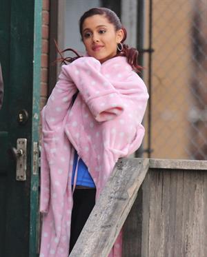 Ariana Grande In Tights On Set of 'Swindle' in Vancouver (10/11/12) 