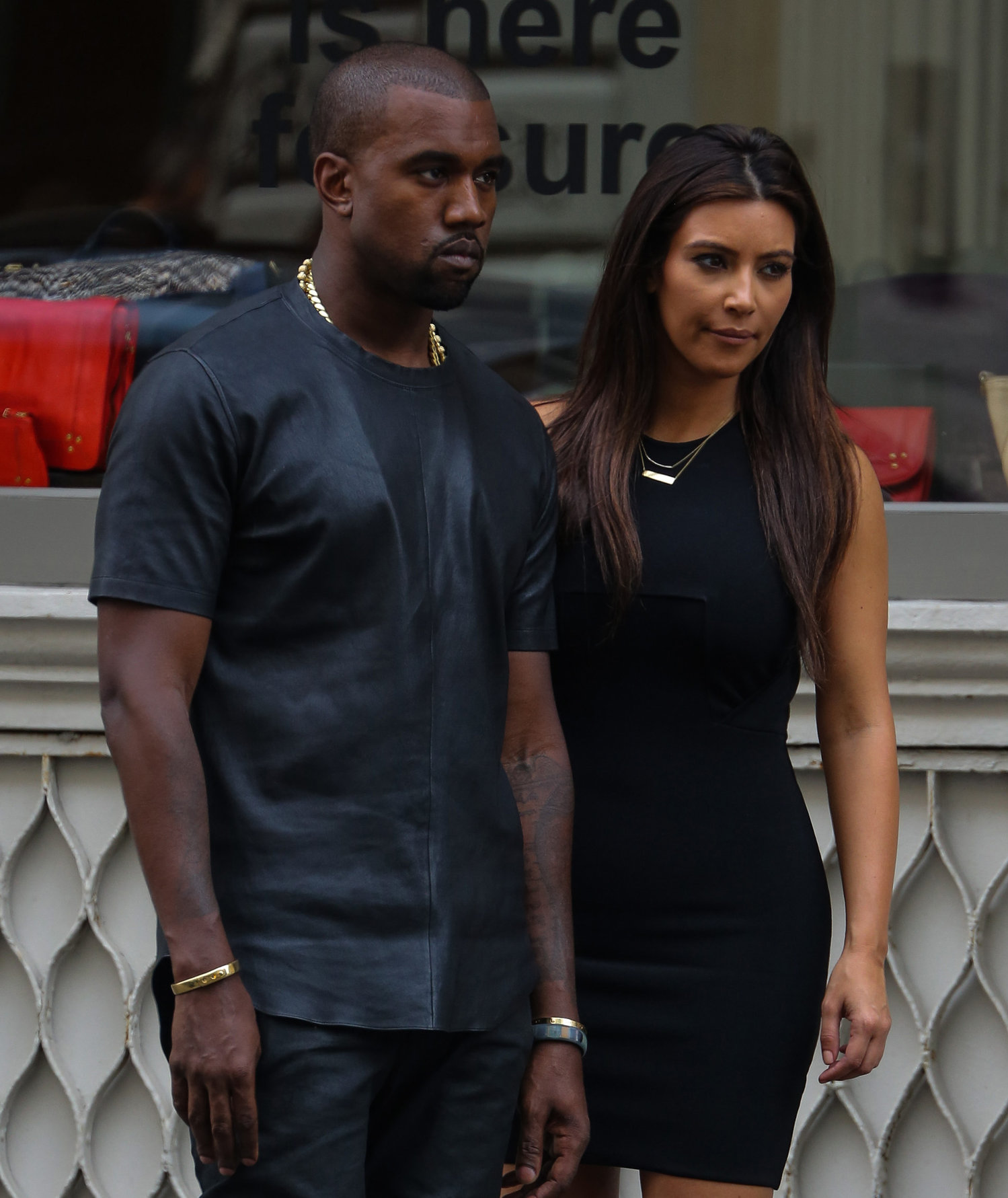 Kim Kardashian and Kanye West walk around SoHo in New York City 