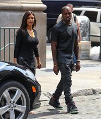 Kim Kardashian and Kanye West walk around SoHo in New York City 