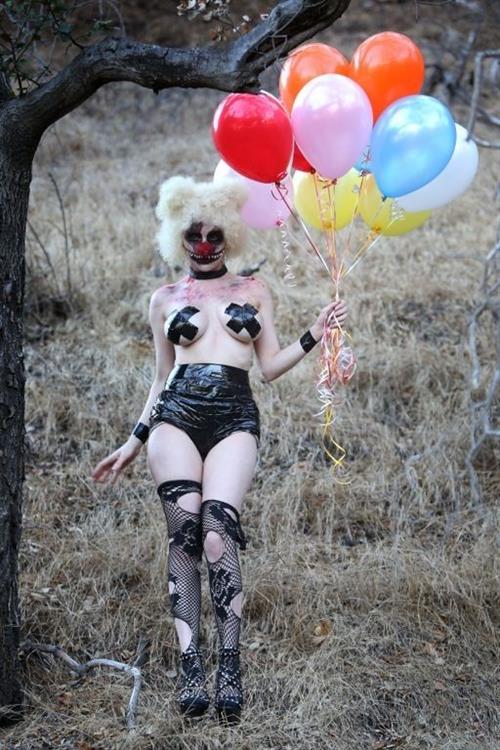 Courtney Stodden as a topless evil clown