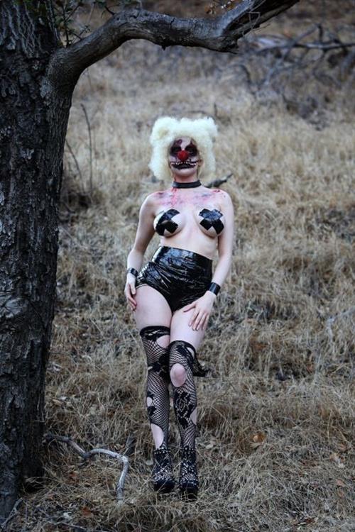 Courtney Stodden as a topless evil clown