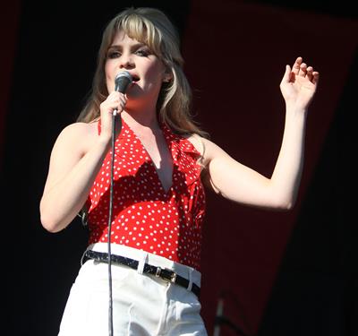 Aimee Anne duffy performing on stage during the 2009 V Festival on April 5, 2010 