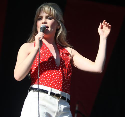 Aimee Anne duffy performing on stage during the 2009 V Festival on April 5, 2010 