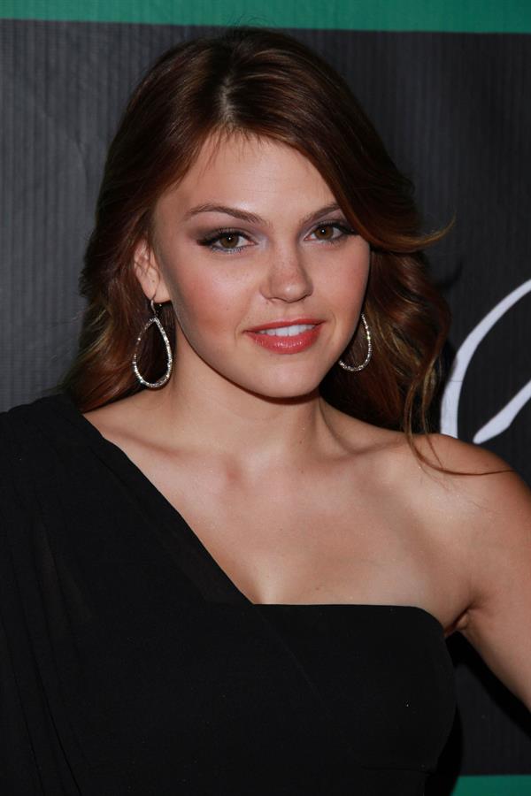 Aimee Teegarden at the grand opening of Chateau Gardens and the launch of Butterfly at Paris in Las Vegas on October 15, 2011 