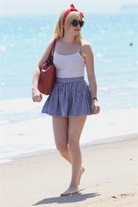 Alessandra Torresani on the beach in Malibu on July 4, 2011