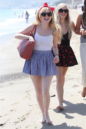 Alessandra Torresani on the beach in Malibu on July 4, 2011