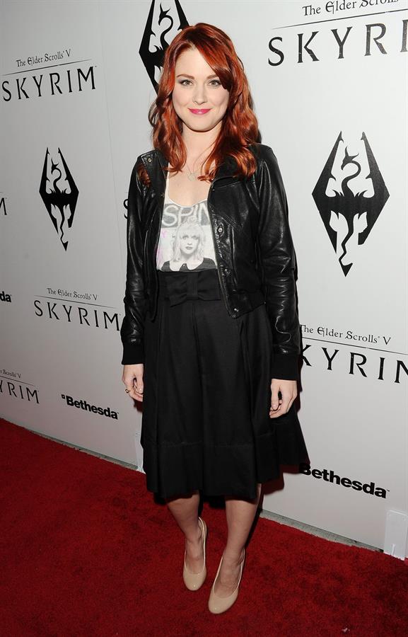 Alexandra Breckenridge attends The Elder Scrolls V Skyrim video game launch party in Los Angeles on November 8, 2011