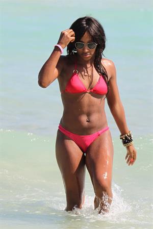 Alexandra Burke bikini candids Miami March 7, 2011 
