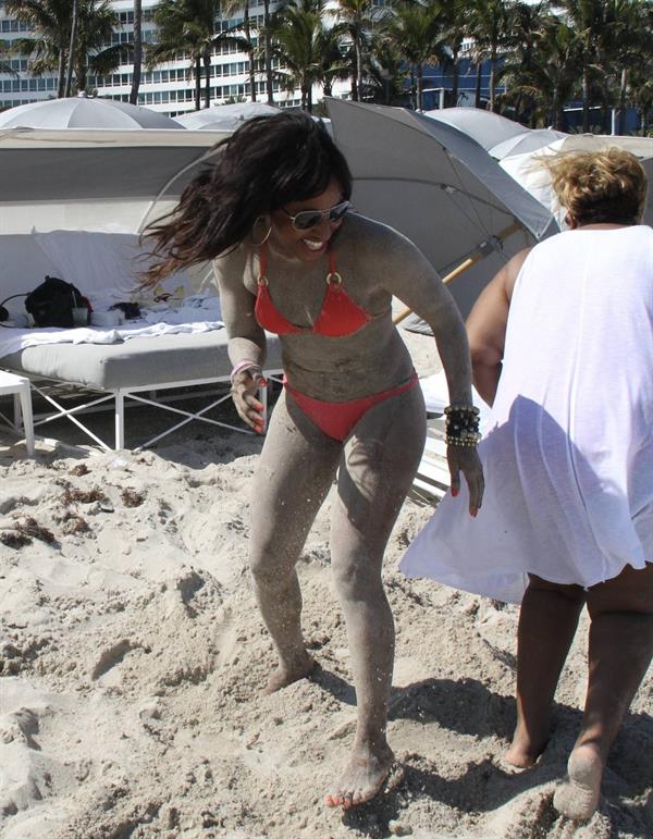 Alexandra Burke bikini candids Miami March 7, 2011 