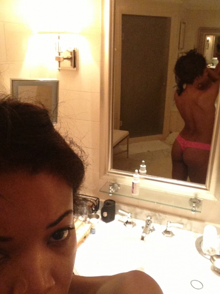 Gabrielle Union in lingerie taking a selfie and - ass
