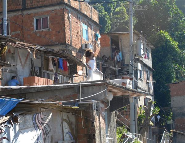 Alicia Keys filming her upcoming music video Put it in a Love Song in Rio de Janeiro on February 9, 2010 