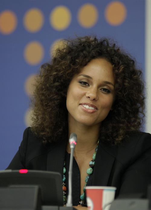 Alicia Keys attends the United Nations Social Innovation Summit in New York on May 5, 2012