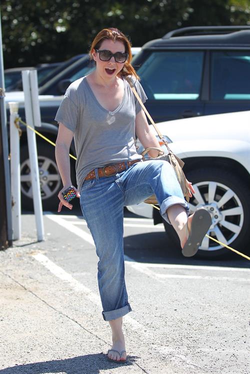 Alyson Hannigan candids leaving the Brentwood Country Mart on April 28, 2011 