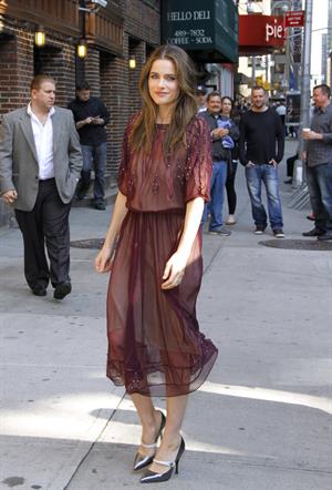 Amanda Peet arriving for David Letterman appearance on March 13, 2012