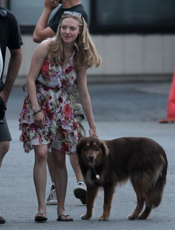 Amanda Seyfried on the set of The Wedding in Stamford on July 28, 2011