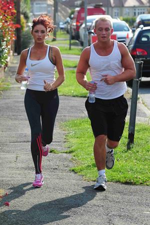 Amy Childs out jogging in Essex on August 1, 2011