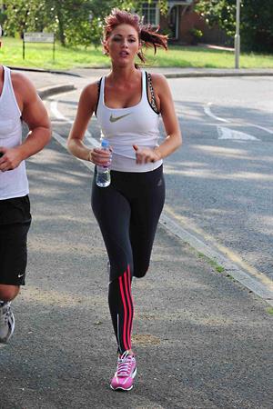 Amy Childs out jogging in Essex on August 1, 2011